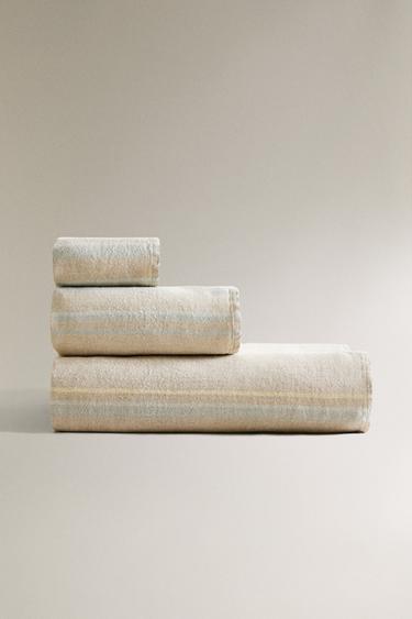 STRIPED LINEN BATH TOWEL - Multicoloured by Zara