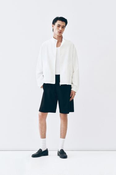 RELAXED FIT BERMUDA SHORTS WITH SIDE PLEATS - Black by Zara