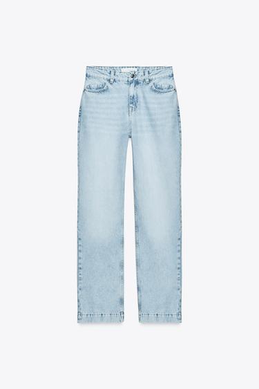 JEANS Z.04 STRAIGHT MID-WAIST FULL LENGTH - Light blue by Zara