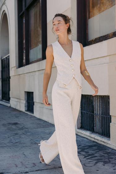 TEXTURED TROUSERS - Ecru by Zara - Image 0