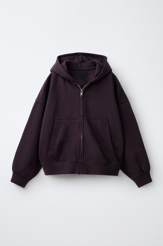 ZIP-UP PLUSH HOODIE - Burgundy by Zara - Image 0