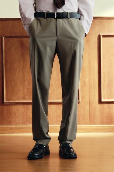 TEXTURED SUIT TROUSERS - Brown / Taupe by Zara