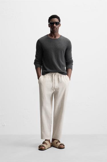 100% LINEN TROUSERS - Light beige by Zara