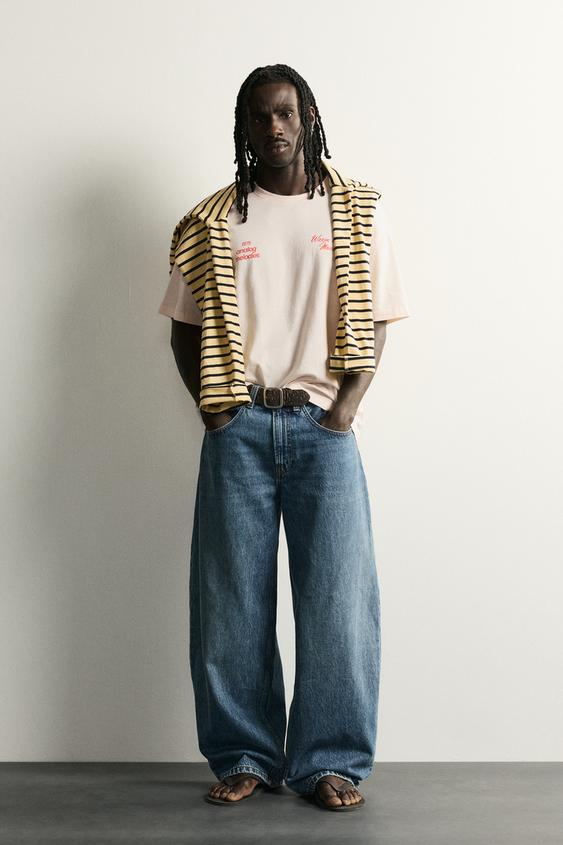 WASHED TEXT RELAXED FIT T-SHIRT - Pink by Zara - Image 0