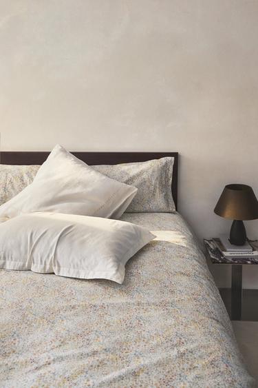 MINI FLORAL PRINT SATEEN DUVET COVER - Oyster-white by Zara