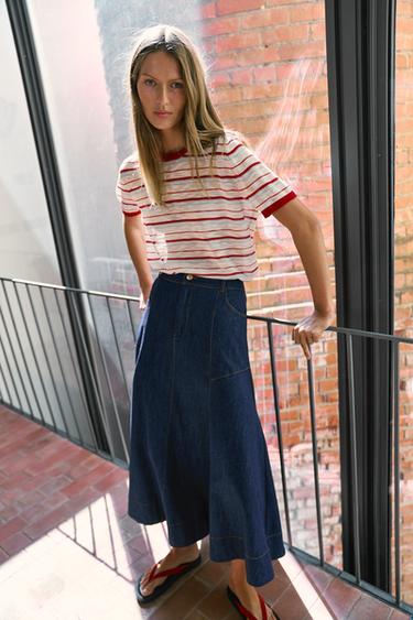 SHORT SLEEVE STRIPED KNIT TOP - Multicoloured by Zara