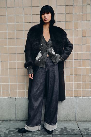 REVERSIBLE DOUBLE-FACED FAUX FUR COAT - Black by Zara