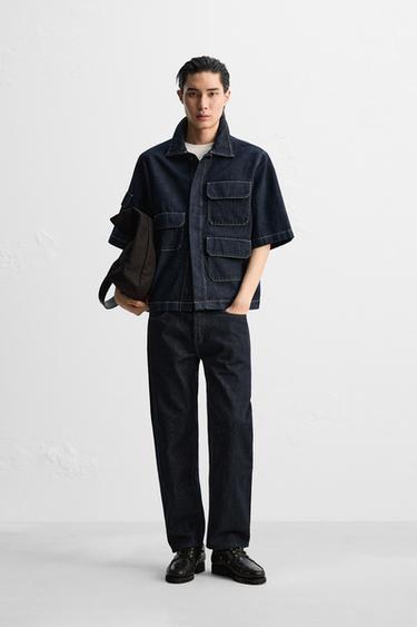 DENIM SHIRT WITH POCKETS - Blue by Zara - Image 0
