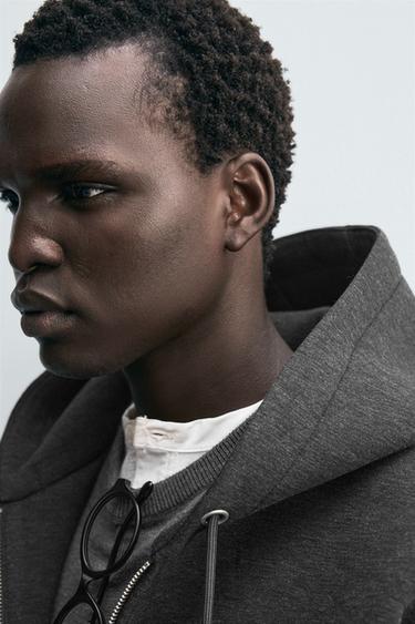 NEOPRENE-EFFECT HOODIE - Dark grey by Zara