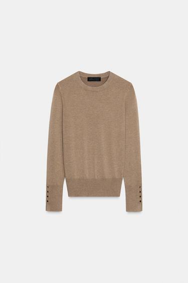 BASIC PLAIN KNIT JUMPER - Mink marl by Zara