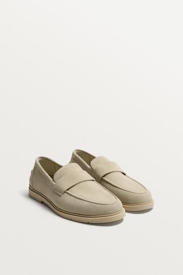 CASUAL LEATHER LOAFERS - Ecru White by Zara