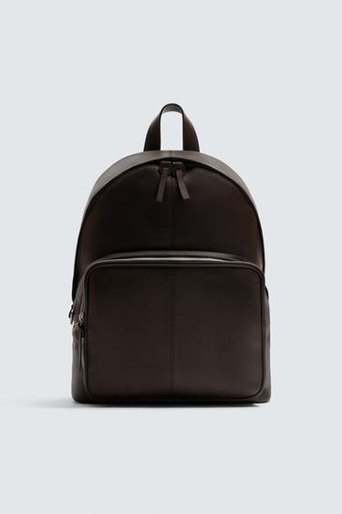 LEATHER BACKPACK - Brown by Zara