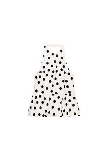 POLKA DOT BALLOON TOP - Ecru / Black by Zara