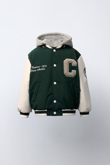 BOMBER JACKET WITH REMOVABLE HOOD AND FLEECE LINING NYLON CAPIBARA CAPYFUN © - Green by Zara