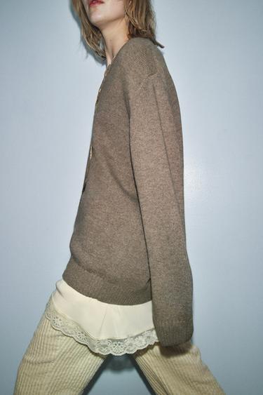 WOOL BLEND JUMPER - Light mink by Zara