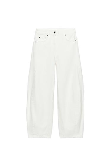 ZW COLLECTION ANKLE BALLOON MID-WAIST JEANS - White by Zara