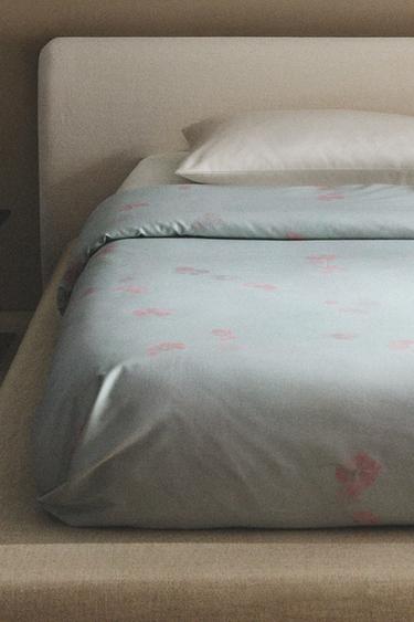FLORAL DUVET COVER AND PILLOWCASE SET - Sea green by Zara