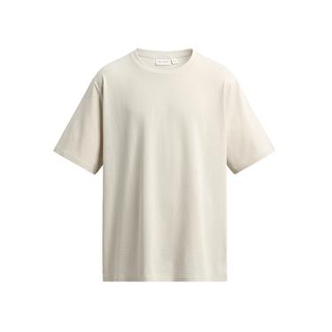 REGULAR FIT COTTON BLEND T-SHIRT - Light beige by Zara