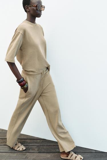 FADED WIDE-LEG TROUSERS - Sand by Zara - Image 0