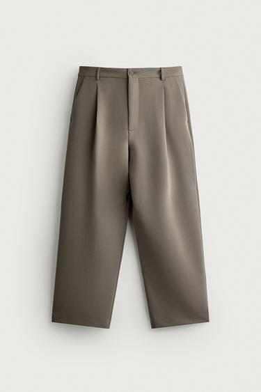 RELAXED FIT PLEATED TROUSERS - camel by Zara