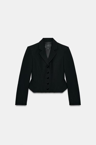 ZW COLLECTION SHORT BLAZER WITH TOPSTITCHING - Black by Zara