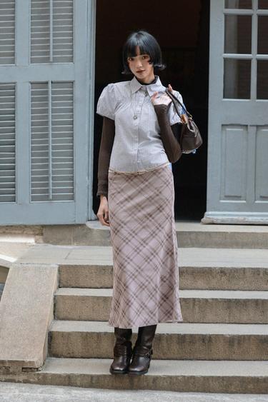 CHECK TULLE SKIRT - Lilac by Zara