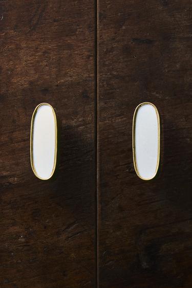 PACK OF OVAL MARBLE DOOR KNOBS (PACK OF 2) - Golden by Zara