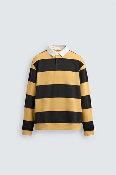 RUGBY SHIRT WITH CONTRAST COLLAR - Brown / Ecru by Zara