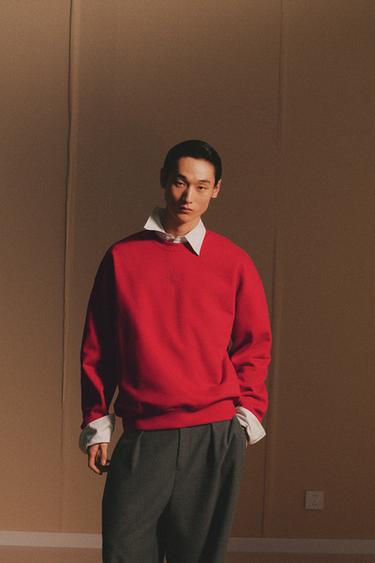 OVERSIZE SWEATSHIRT X AO YES - Red by Zara