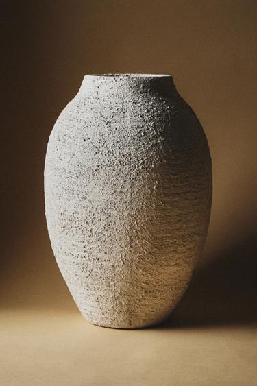 ROUGH-EFFECT CERAMIC VASE - Grey by Zara