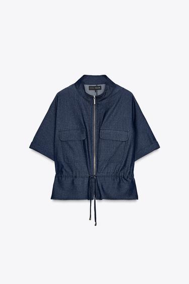 DRAWSTRING SAFARI SHIRT - Blue by Zara