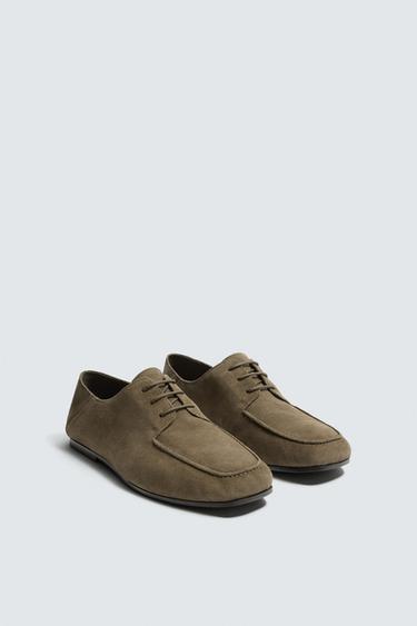 CASUAL LEATHER SHOES - Taupe Grey by Zara
