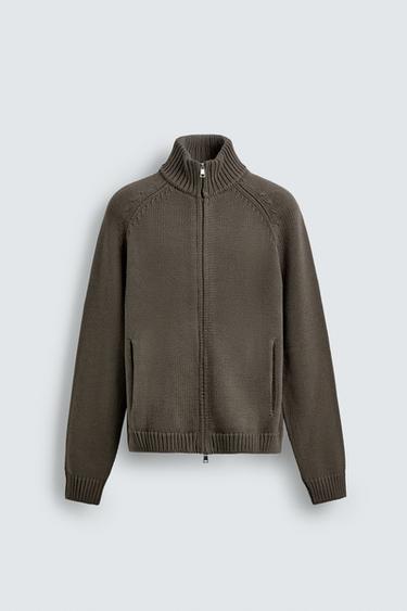 WASHED TEXTURED KNIT CARDIGAN - Grey by Zara