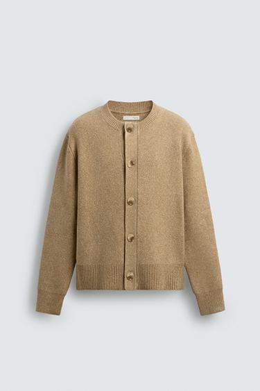 TEXTURED RELAXED FIT CARDIGAN - Beige by Zara