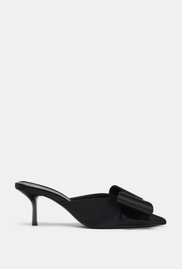 BOW HIGH-HEEL MULES - Black by Zara