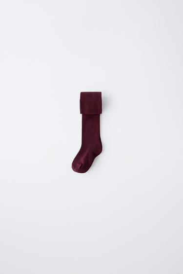 PLAIN TIGHTS - Burgundy by Zara
