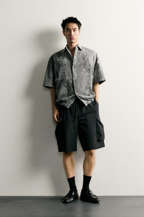 TEXTURED PRINT RELAXED FIT SHIRT - Anthracite grey by Zara - Image 0