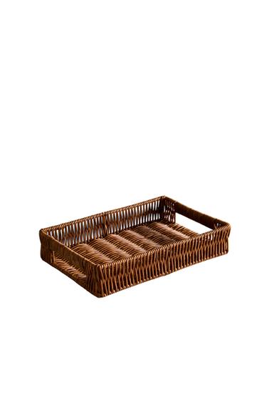 RECTANGULAR RECYCLED PLASTIC BASKET - Brown by Zara