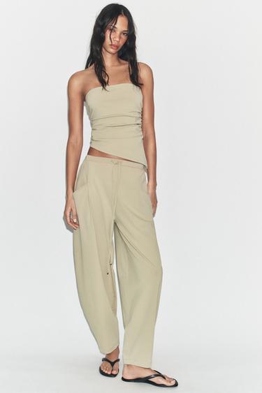 TEXTURED TROUSERS WITH POCKETS - Light green by Zara