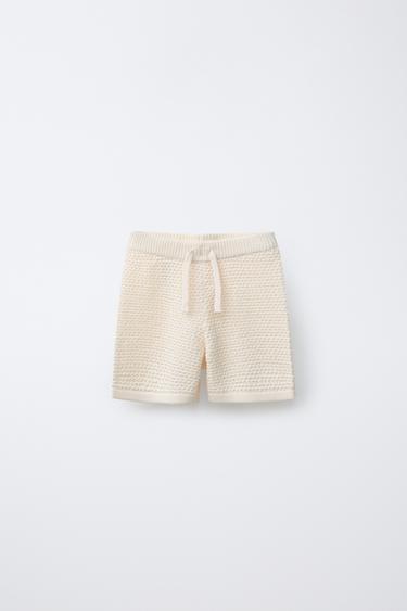 CROCHET KNIT BERMUDA SHORTS - Ecru by Zara