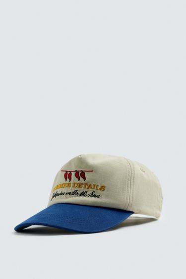 CONTRAST EMBROIDERY CAP - Ecru by Zara