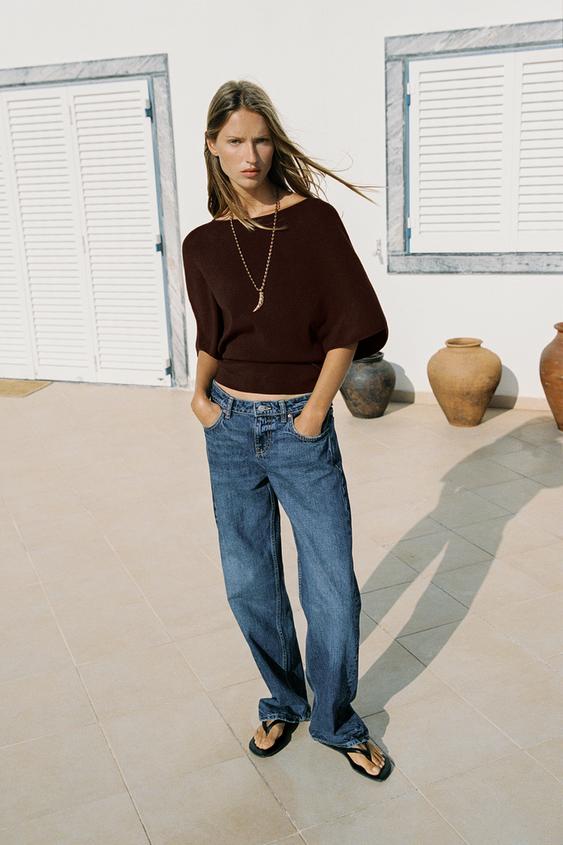 BELTED KNIT TOP - Dark brown by Zara - Image 0
