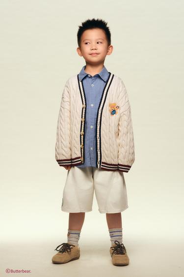 BUTTERBEAR © EMBROIDERED CABLE-KNIT CARDIGAN - Ecru by Zara