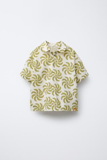 GEOMETRIC PRINT SHIRT - Green by Zara - Image 0