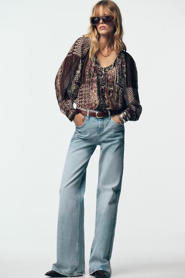 Z1975 FLARE FIT LOW-RISE JEANS - Mid-blue by Zara