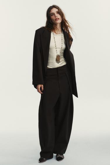 BALLOON PLEATED TROUSERS - Dark aubergine by Zara