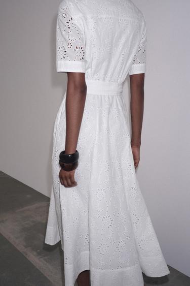 ZW COLLECTION EMBROIDERED SHIRT DRESS - White by Zara