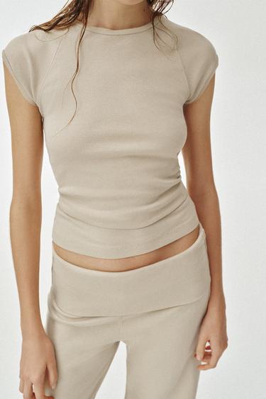 FADED EFFECT RAGLAN SLEEVE T-SHIRT - Beige by Zara