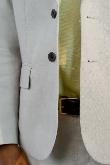 COTTON AND LINEN SUIT BLAZER - Ecru by Zara