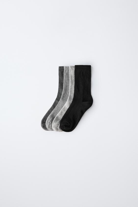 4-PACK OF PLAIN CREW SOCKS - Grey by Zara - Image 0